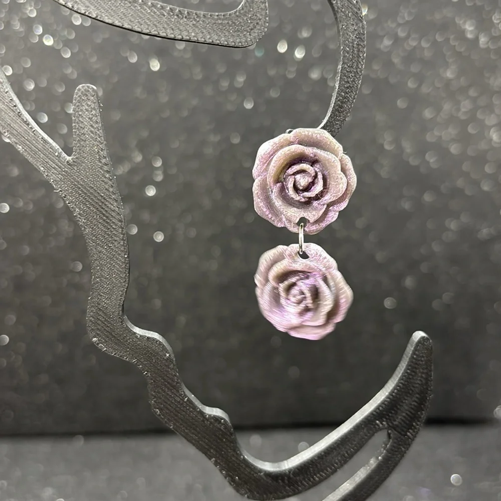 Purple and Gold Color Shift Flower Earrings